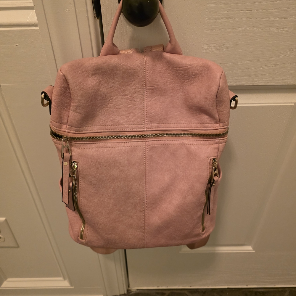 Pink Leather Backpack